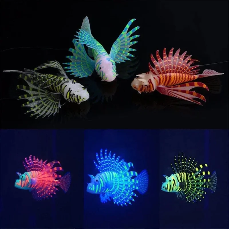 Aquarium Künstliche Leuchtende Feuerfische Aquarium Landschaft Silikon Gefälschte Fische Schwimmende Glow In Dark Ornament Hause Dekoration