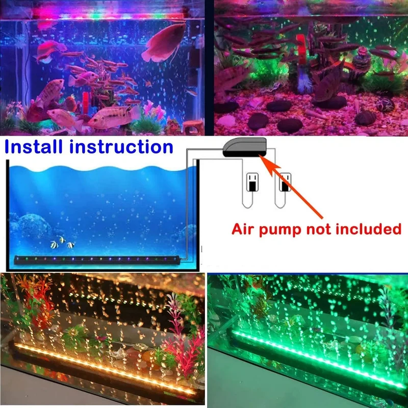 LED-Luftblasen-Licht-Aquarium-Lampe, Unterwasser-Tauch-Aquarium-Licht, Farbwechsel, wodurch Sauerstoff für das Aquarium entsteht