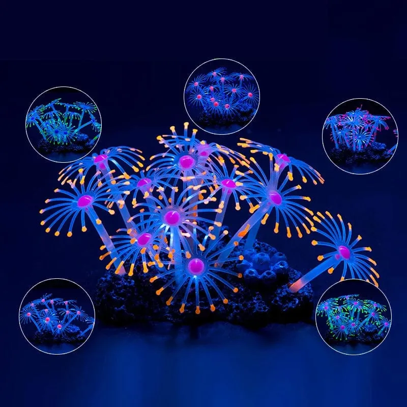 Fluoreszierendes Aquarium-Dekor, Aquarium-Landschaftsbau, Korallensimulation, Korallenornamente, kleine Unterwasserwelt-Landschaftsdekoration