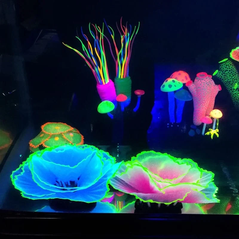 Fluoreszierendes Aquarium-Dekor, Aquarium-Landschaftsbau, Korallensimulation, Korallenornamente, kleine Unterwasserwelt-Landschaftsdekoration