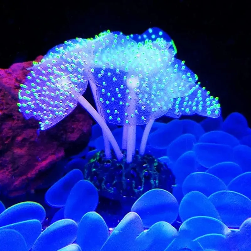 Fluoreszierendes Aquarium-Dekor, Aquarium-Landschaftsbau, Korallensimulation, Korallenornamente, kleine Unterwasserwelt-Landschaftsdekoration
