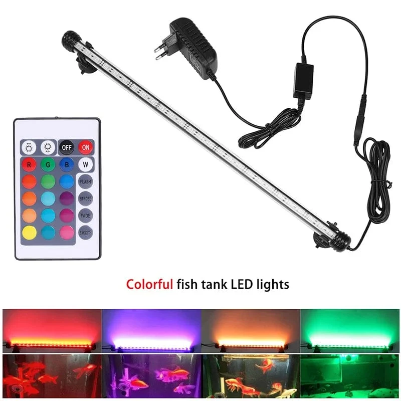 RGB-Aquarienlicht 18–54 cm, ferngesteuerte Tauchlampe, bunte Lampe, 100–240 V, Lampe für Pflanzen, unverzichtbar für Aquarien, amphibische Nutzung