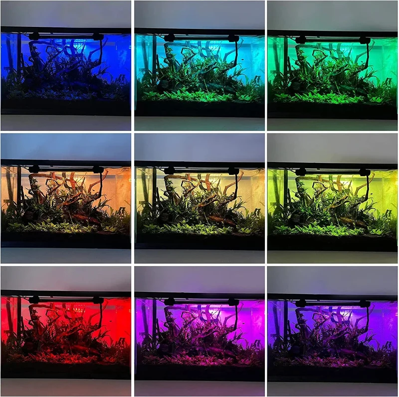 RGB-Aquarienlicht 18–54 cm, ferngesteuerte Tauchlampe, bunte Lampe, 100–240 V, Lampe für Pflanzen, unverzichtbar für Aquarien, amphibische Nutzung