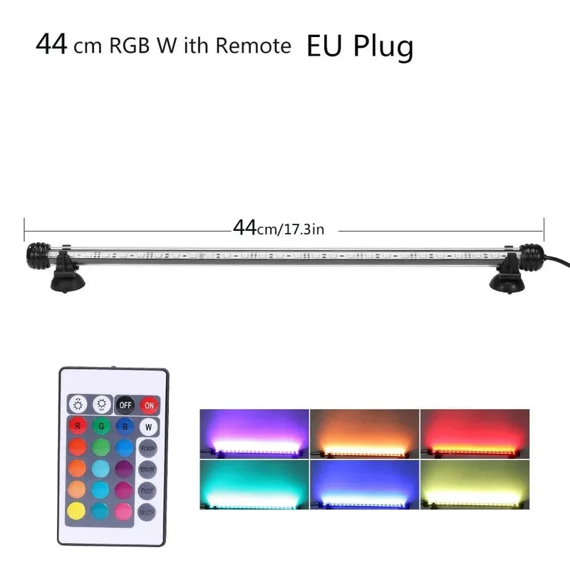 RGB-Aquarienlicht 18–54 cm, ferngesteuerte Tauchlampe, bunte Lampe, 100–240 V, Lampe für Pflanzen, unverzichtbar für Aquarien, amphibische Nutzung