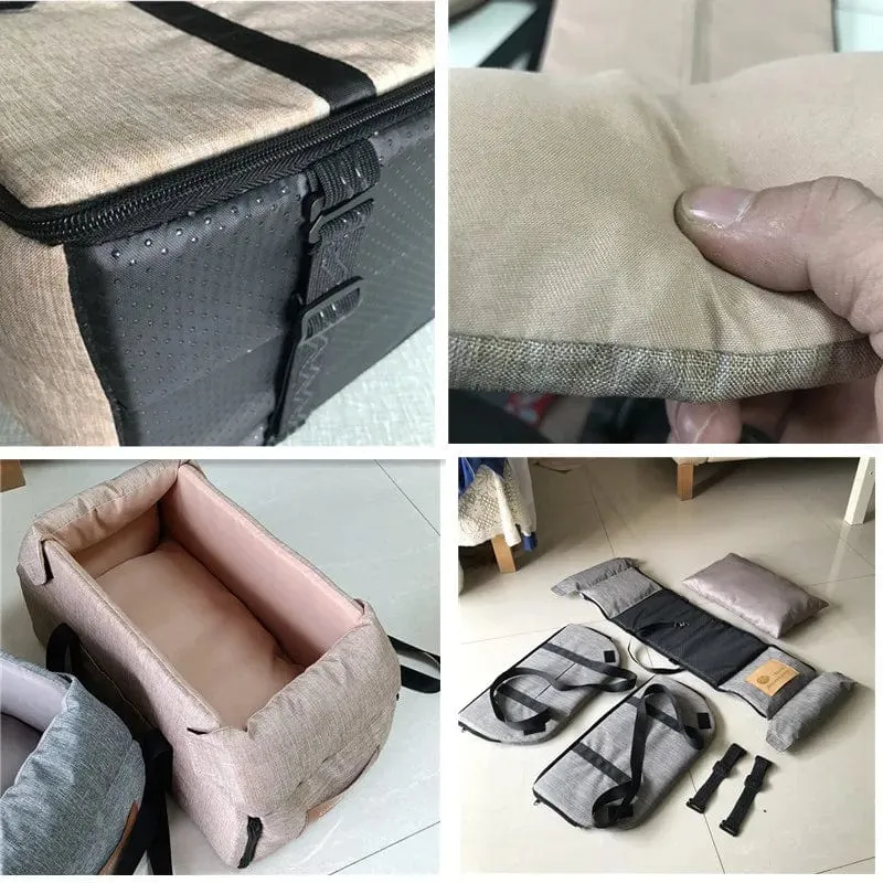 Hunde-Autositzbett, Auto-Zentral-Hundeautositzbett, tragbare Hundetragetasche für kleine Hunde und Katzen, Sicherheitsreisetasche, Hundezubehör