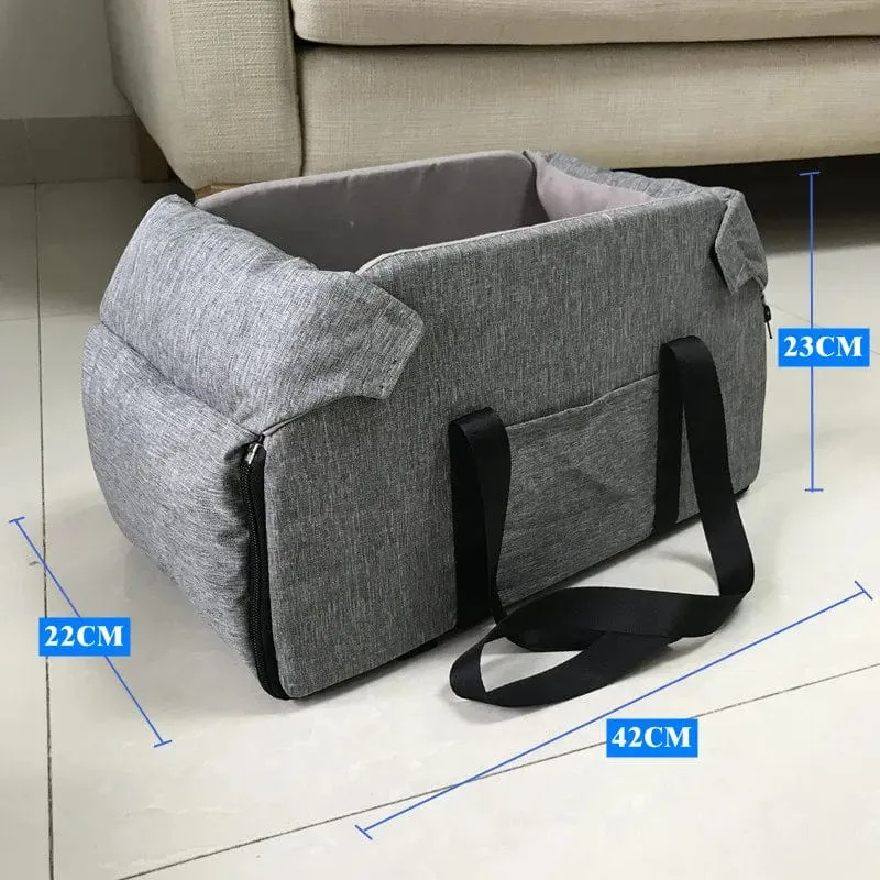 Hunde-Autositzbett, Auto-Zentral-Hundeautositzbett, tragbare Hundetragetasche für kleine Hunde und Katzen, Sicherheitsreisetasche, Hundezubehör
