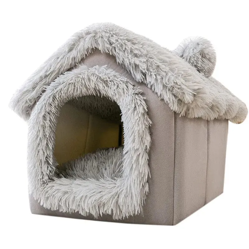Mittelgroße Hundehütte für den Innenbereich, weich, bequem, Welpenhaus, abnehmbar, für kleine Hunde, Höhle, Winter, warme Haustier-Schlafmatte, tragbar