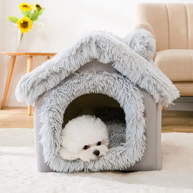 Mittelgroße Hundehütte für den Innenbereich, weich, bequem, Welpenhaus, abnehmbar, für kleine Hunde, Höhle, Winter, warme Haustier-Schlafmatte, tragbar