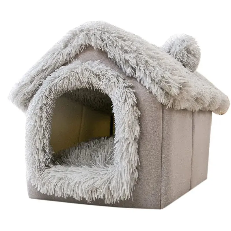 Mittelgroße Hundehütte für den Innenbereich, weich, bequem, Welpenhaus, abnehmbar, für kleine Hunde, Höhle, Winter, warme Haustier-Schlafmatte, tragbar