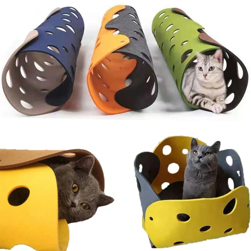 Spleißen Katzenspielzeug Filz Pom Nest Verformbaren Kätzchen Tunnel Faltbare Rohr Haus Tunnel Interaktive Haustier Pusscat Sicherheit Gefühl