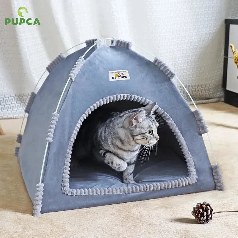 PUPCA Haustier-Katzenzelt, Höhlenhütte, Katzenschlafhaus für Kätzchen, Welpen, Laufstall, Käfig, Korb, Katzennesk, Zwinger, kleines Hundehaus, Bett, Chihuahua