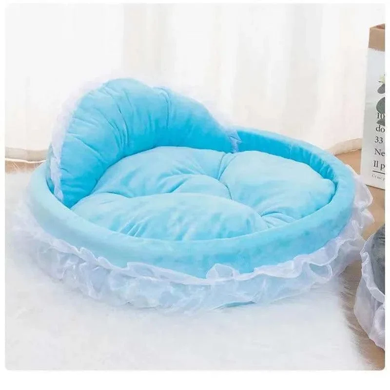 Hanpanda Fantasy Hundebett mit Schleife und Spitze, Betten für große Hunde, abnehmbares ovales rosa Prinzessinnen-Haustierbett, Korb für Hund, Haustier, Hochzeitsmöbel