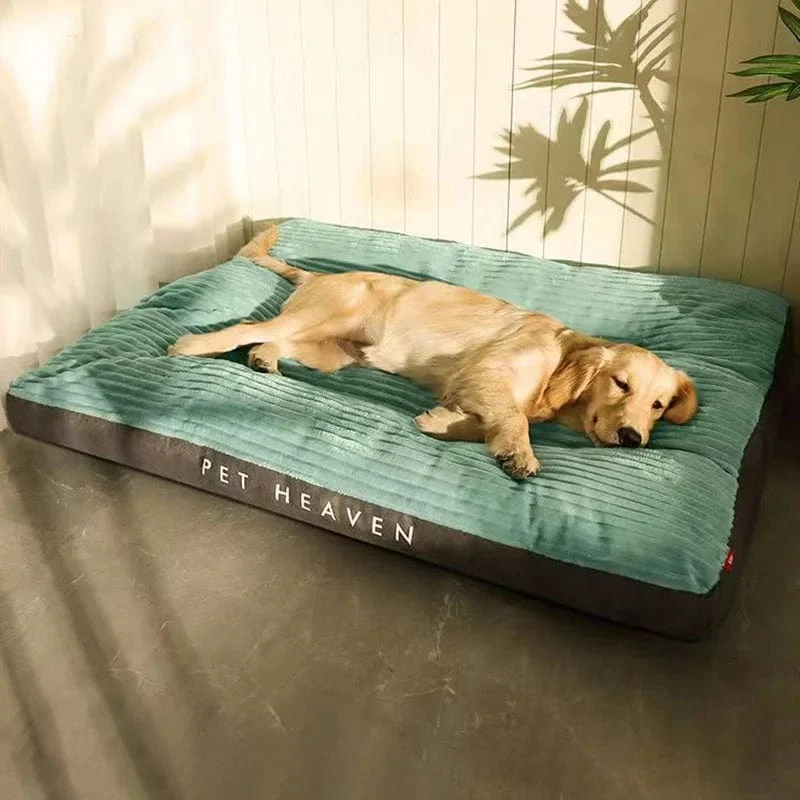 Großes Hundebett, weiche, dicke Cord-Schlafmatte für Haustiere, rutschfest, übergroße Haustierhütte, warm, abnehmbares Hundesofa, Heimtierbedarf