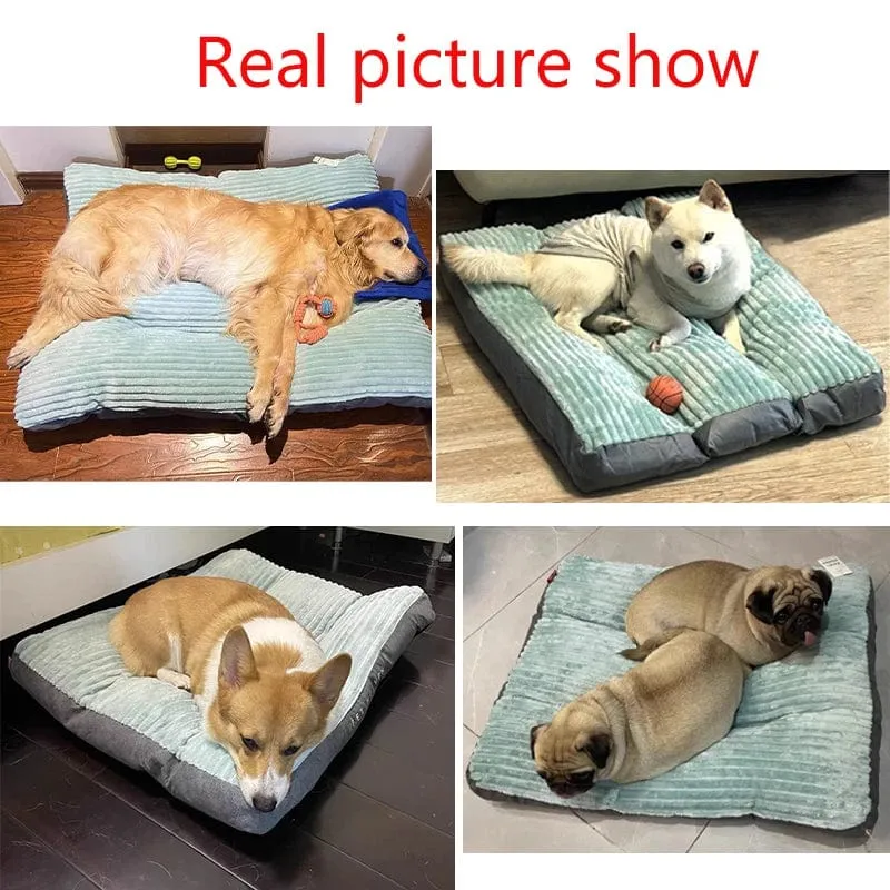 Großes Hundebett, weiche, dicke Cord-Schlafmatte für Haustiere, rutschfest, übergroße Haustierhütte, warm, abnehmbares Hundesofa, Heimtierbedarf