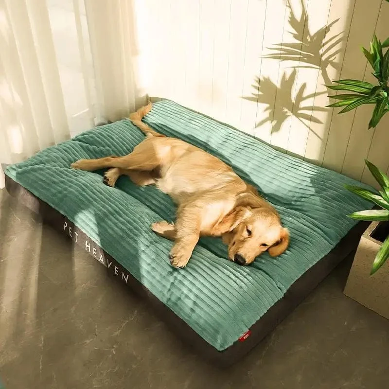 Großes Hundebett, weiche, dicke Cord-Schlafmatte für Haustiere, rutschfest, übergroße Haustierhütte, warm, abnehmbares Hundesofa, Heimtierbedarf