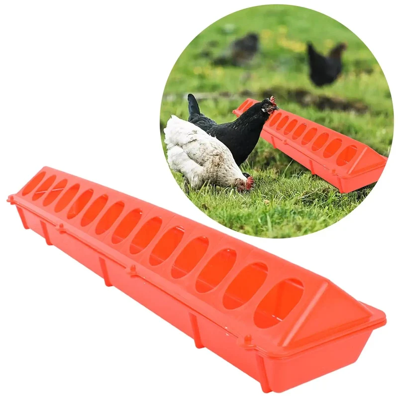 Kunststoff-Futterspender für Geflügel mit Klappdeckel, Vogelfutter, langer Trog, Wassernapf, Landwirtschafts-Werkzeugkasten für Pfauen, Fasane, Nymphensittiche, Küken, Tauben