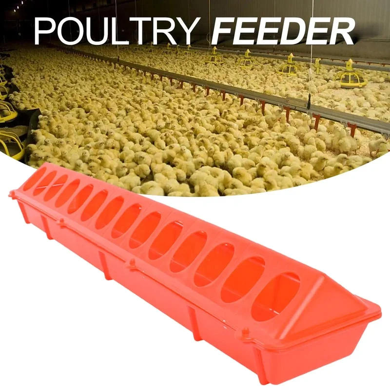 Kunststoff-Futterspender für Geflügel mit Klappdeckel, Vogelfutter, langer Trog, Wassernapf, Landwirtschafts-Werkzeugkasten für Pfauen, Fasane, Nymphensittiche, Küken, Tauben