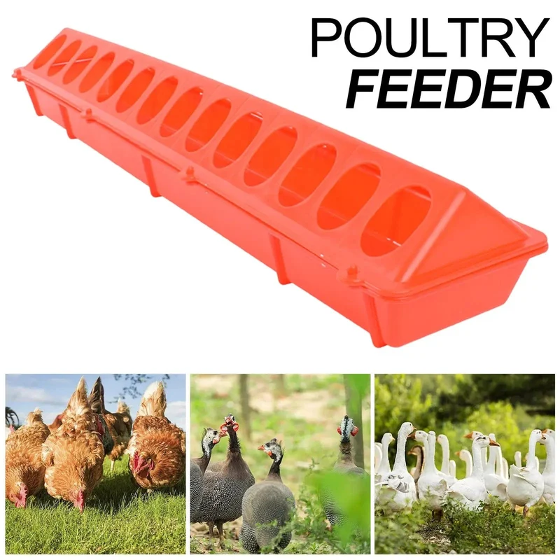 Kunststoff-Futterspender für Geflügel mit Klappdeckel, Vogelfutter, langer Trog, Wassernapf, Landwirtschafts-Werkzeugkasten für Pfauen, Fasane, Nymphensittiche, Küken, Tauben
