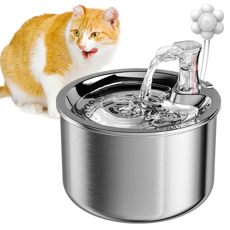Katzen-Wasserspender, automatischer Katzen- und Hundewasserbrunnen mit 4-lagigem Filtersensor, Edelstahl-Haustier-Katzentrinkbrunnen