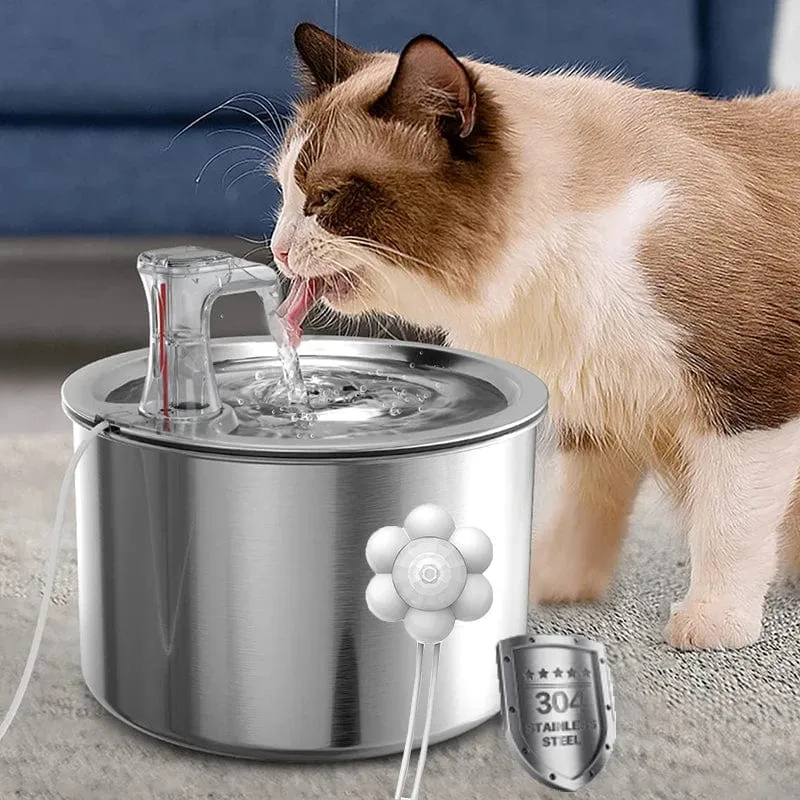 Katzen-Wasserspender, automatischer Katzen- und Hundewasserbrunnen mit 4-lagigem Filtersensor, Edelstahl-Haustier-Katzentrinkbrunnen