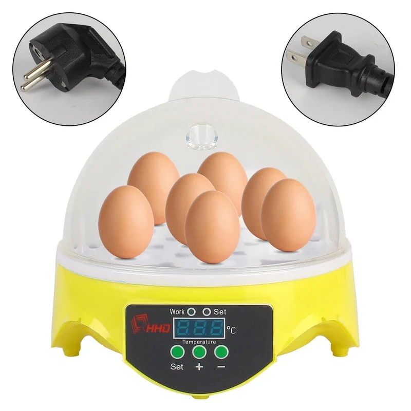 Brüter für Hühner, Enten, Vögel, Tauben, Geflügel, Brutapparat, einstellbare digitale Temperatur, Mini-Ei-Inkubator, automatisch, 7 Eier