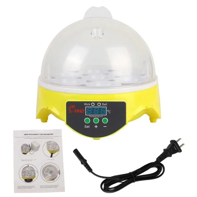 Brüter für Hühner, Enten, Vögel, Tauben, Geflügel, Brutapparat, einstellbare digitale Temperatur, Mini-Ei-Inkubator, automatisch, 7 Eier
