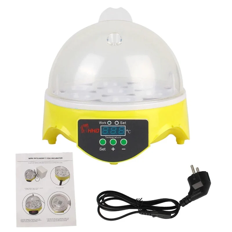 Brüter für Hühner, Enten, Vögel, Tauben, Geflügel, Brutapparat, einstellbare digitale Temperatur, Mini-Ei-Inkubator, automatisch, 7 Eier