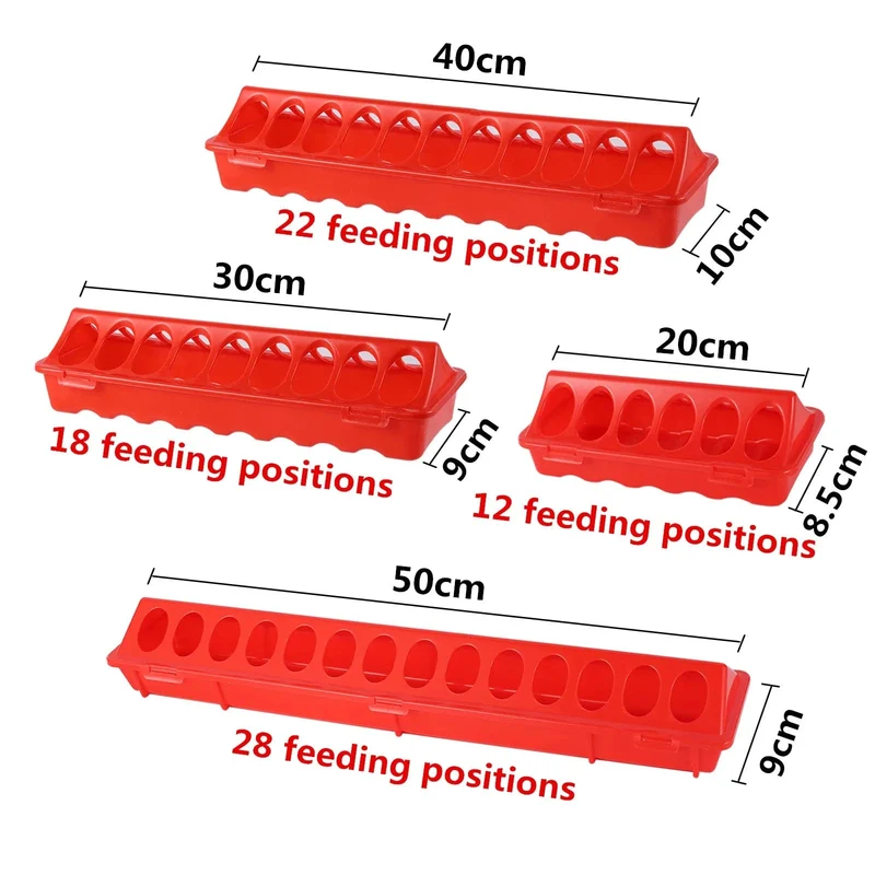 20/30/40/50 cm Zweireihig 12-28 Löcher Geflügel Boden Feeder Kunststoff Clamshell Fütterung Huhn Groove Farm Zucht Liefert