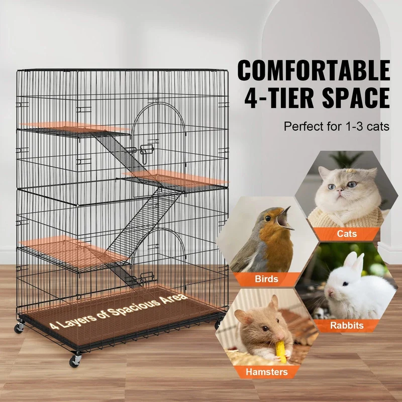 VEVOR Laufstall für große Katzen, 4 Etagen, 30 kg/Schicht, zum Selbermachen, Katzenzaun, Käfig, Übungsplatz, Kiste, Metalldraht, Zwinger, Innenbereich, Kaninchenhaus für Haustiere