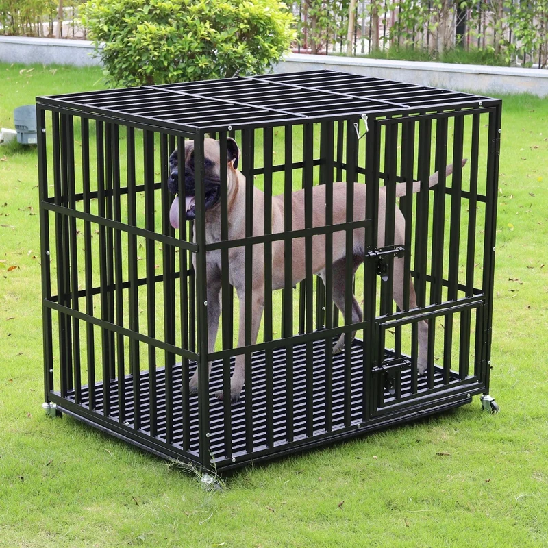 37 Zoll, 42 Zoll, 46 Zoll, robuster Hundekäfig, Metall-Hundekäfig, 3 Türen, Schlösser, Design, Zwinger-Laufstall mit 4 abschließbaren Rädern, abnehmbares Tablett