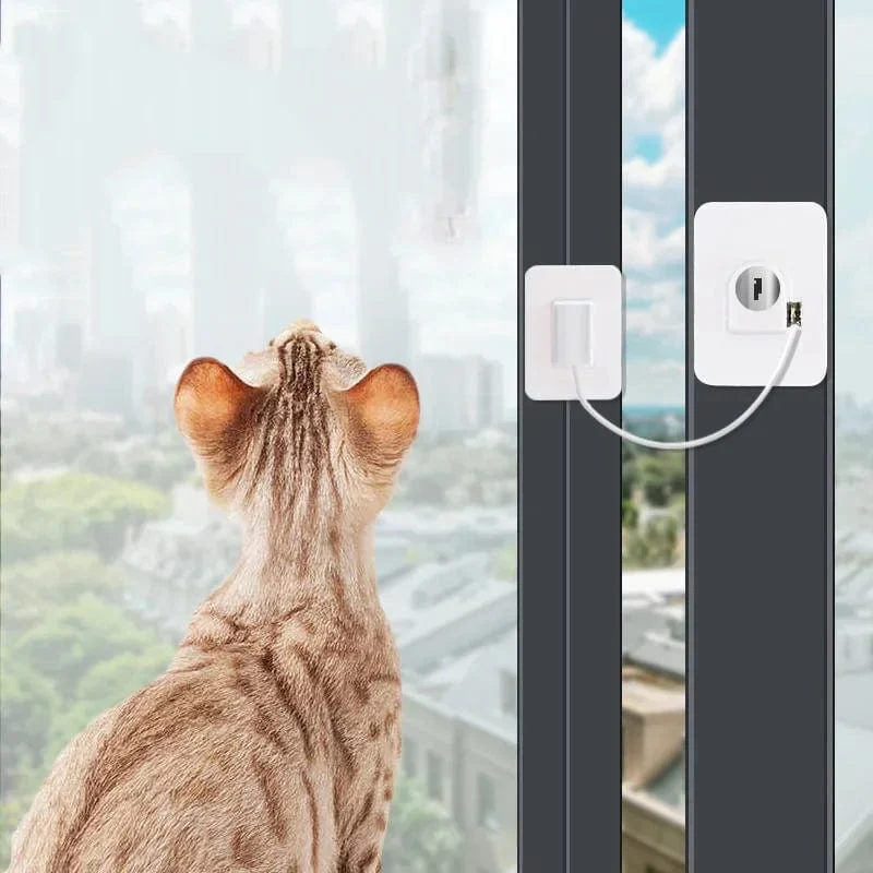Katzen-Anti-Herausspringen-Fenster, verhindert Herunterfallen, Fensterbegrenzer, feste Begrenzung der Öffnungsklappe, Katzenleitplanke, Haustierschutz, Sicherheitsschloss
