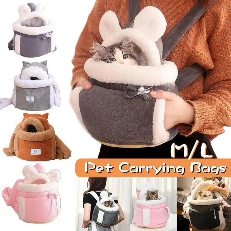 Haustier-Tragetasche, Katze, Hunde, Plüsch-Rucksack, Outdoor-Reisen, Wandern, Winter, warmes Nest, Kätzchen, Welpen, hängende Brust, tragbare Träger