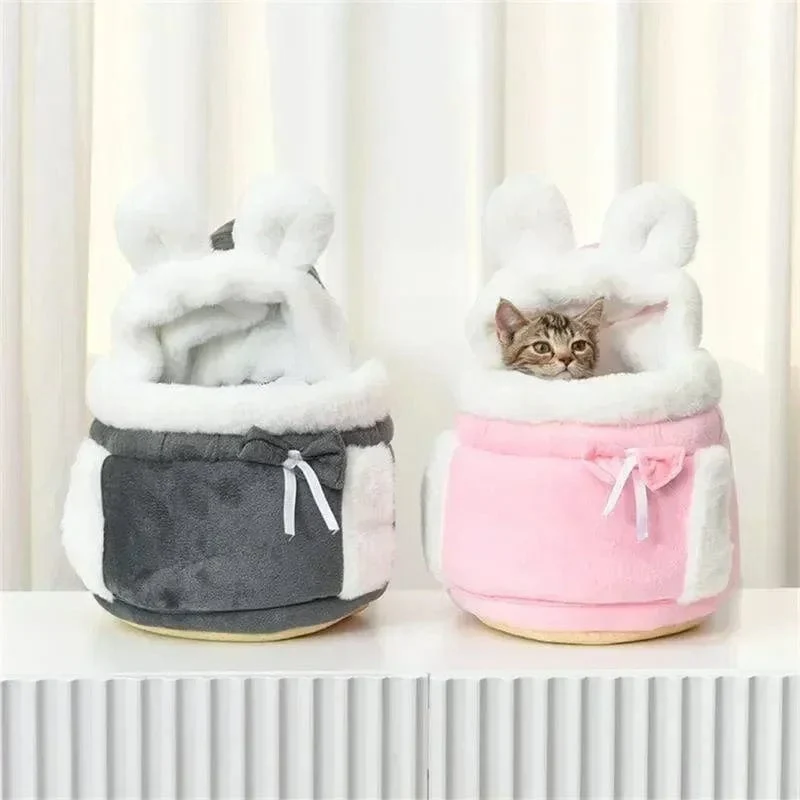Haustier-Tragetasche, Katze, Hunde, Plüsch-Rucksack, Outdoor-Reisen, Wandern, Winter, warmes Nest, Kätzchen, Welpen, hängende Brust, tragbare Träger