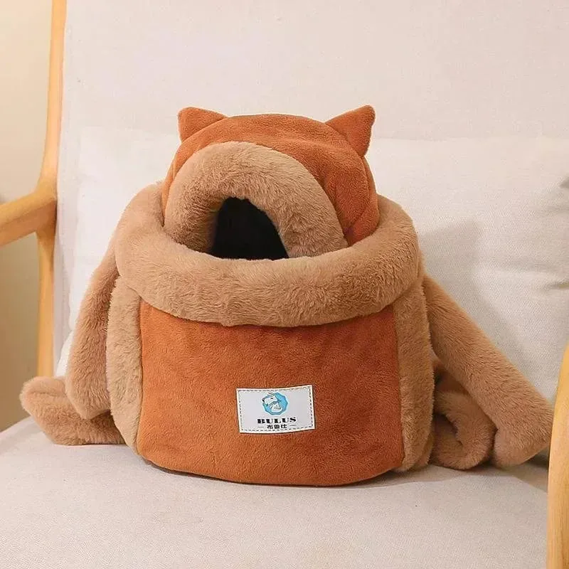 Haustier-Tragetasche, Katze, Hunde, Plüsch-Rucksack, Outdoor-Reisen, Wandern, Winter, warmes Nest, Kätzchen, Welpen, hängende Brust, tragbare Träger