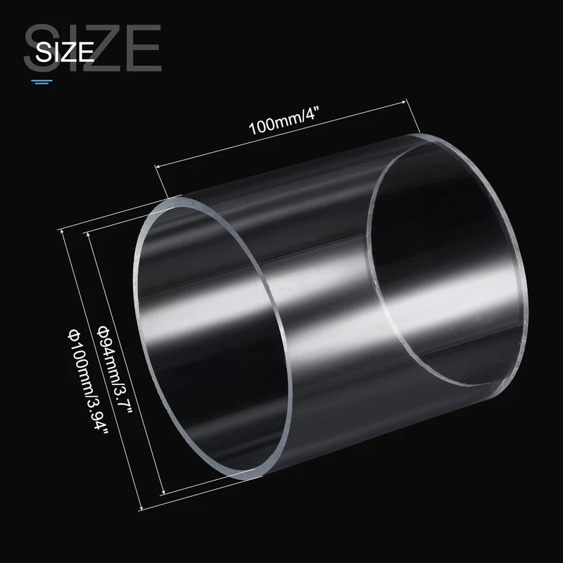 100 mm Länge Außendurchmesser 80 mm ~ 220 mm Hohes transparentes Acrylrohr Aquarium Aquarium Plexiglas Tubo Gartenbewässerungswasserversorgungsrohr
