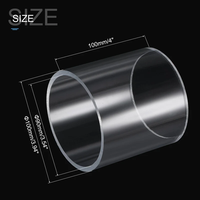 100 mm Länge Außendurchmesser 80 mm ~ 220 mm Hohes transparentes Acrylrohr Aquarium Aquarium Plexiglas Tubo Gartenbewässerungswasserversorgungsrohr