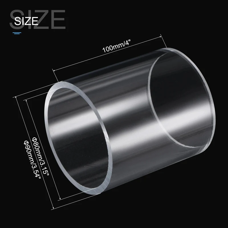 100 mm Länge Außendurchmesser 80 mm ~ 220 mm Hohes transparentes Acrylrohr Aquarium Aquarium Plexiglas Tubo Gartenbewässerungswasserversorgungsrohr