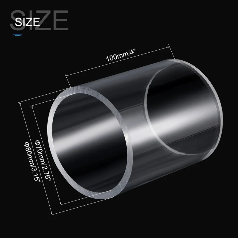 100 mm Länge Außendurchmesser 80 mm ~ 220 mm Hohes transparentes Acrylrohr Aquarium Aquarium Plexiglas Tubo Gartenbewässerungswasserversorgungsrohr