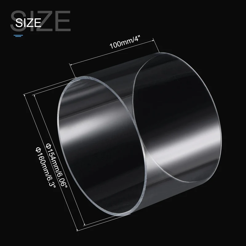 100 mm Länge Außendurchmesser 80 mm ~ 220 mm Hohes transparentes Acrylrohr Aquarium Aquarium Plexiglas Tubo Gartenbewässerungswasserversorgungsrohr