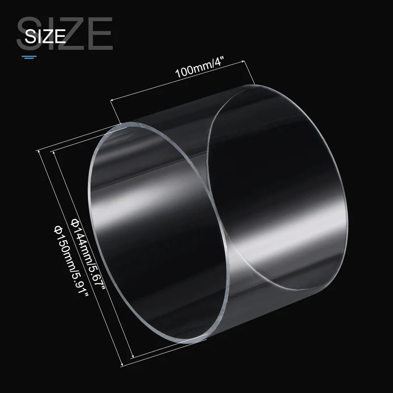 100 mm Länge Außendurchmesser 80 mm ~ 220 mm Hohes transparentes Acrylrohr Aquarium Aquarium Plexiglas Tubo Gartenbewässerungswasserversorgungsrohr