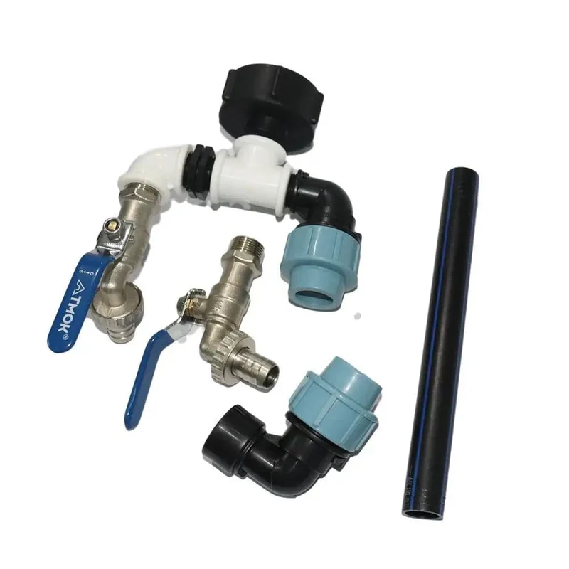 IBC Schwanenhals 3/4 Zoll IBC Tank Adapter mit Auslassventil 3/4 Zoll Schwanenhals 2-Wege Messinghahnanschluss ibc cuve 1000l accessoires