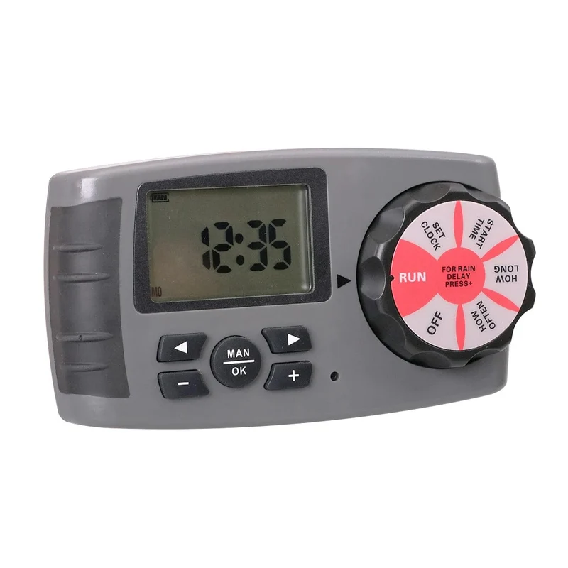 Automatischer 4-Zonen-LCD-Display-Bewässerungstimer, Bewässerungssystem, Gartenwasser-Timer-Controller mit 2 Magnetventilen