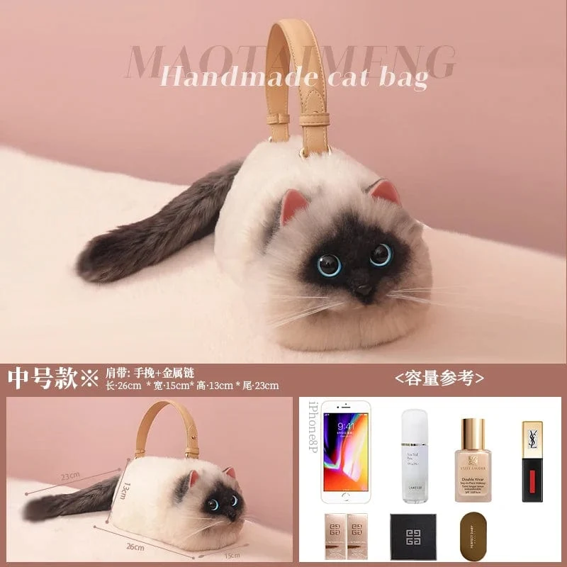 Neue Nische Pop Einzigartiges Design Kleine Tasche Cross-Body Handytasche Weiblicher Stil Kleine Tasche Damen, Katze Siamese Satchel, Handtasche