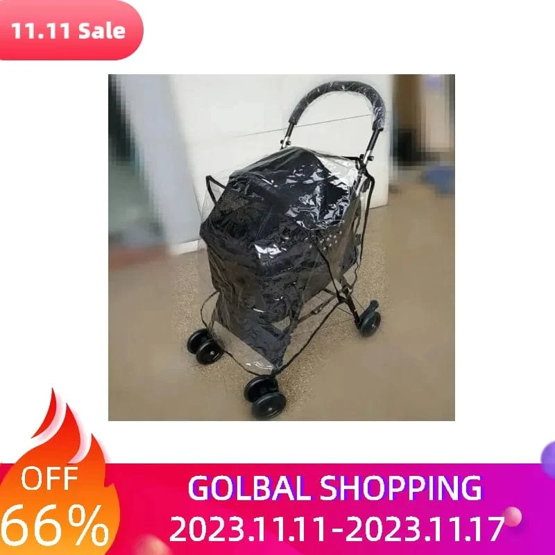Trägerzubehör Schutz, winddicht, tragbar, für Hunde, Kinderwagen, Haustier, warm, Outdoor, Reisen, faltbar, wasserdicht, durchsichtiger Kunststoff