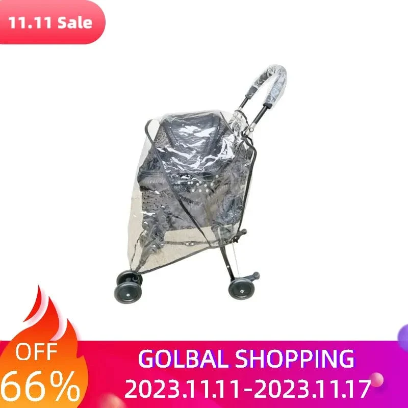 Trägerzubehör Schutz, winddicht, tragbar, für Hunde, Kinderwagen, Haustier, warm, Outdoor, Reisen, faltbar, wasserdicht, durchsichtiger Kunststoff