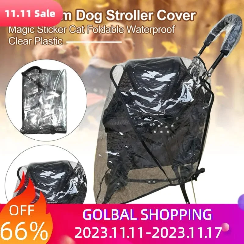 Trägerzubehör Schutz, winddicht, tragbar, für Hunde, Kinderwagen, Haustier, warm, Outdoor, Reisen, faltbar, wasserdicht, durchsichtiger Kunststoff