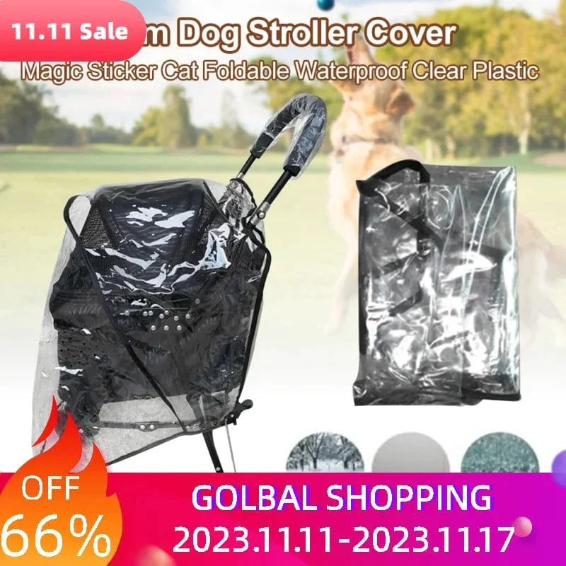 Trägerzubehör Schutz, winddicht, tragbar, für Hunde, Kinderwagen, Haustier, warm, Outdoor, Reisen, faltbar, wasserdicht, durchsichtiger Kunststoff