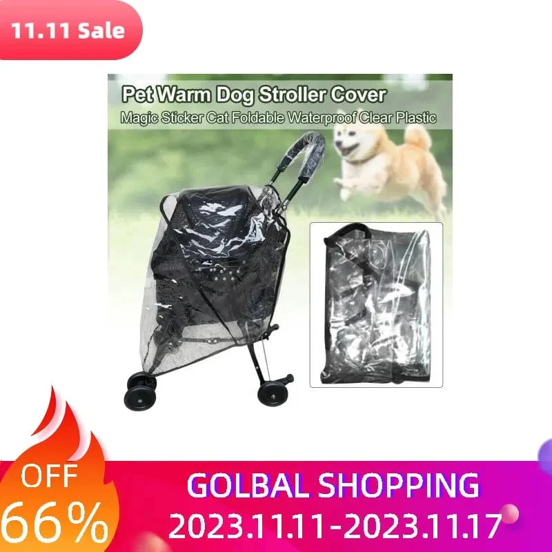 Trägerzubehör Schutz, winddicht, tragbar, für Hunde, Kinderwagen, Haustier, warm, Outdoor, Reisen, faltbar, wasserdicht, durchsichtiger Kunststoff
