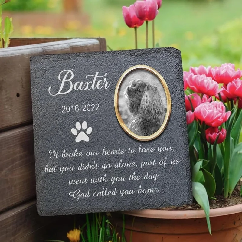 Benutzerdefinierte Haustier-Grabsteine, personalisierte Haustier-Gedenksteine, Katzen- und Hunde-Souvenir, Haustier-Verlust-Grabstein, fügen Sie Foto und Text hinzu. Dropshipping