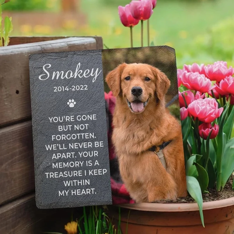 Benutzerdefinierte Haustier-Grabsteine, personalisierte Haustier-Gedenksteine, Katzen- und Hunde-Souvenir, Haustier-Verlust-Grabstein, fügen Sie Foto und Text hinzu. Dropshipping